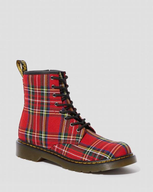 Dr Martens Dětské Kotníkové Boty Youth 1460 Tartan Červené Hnědé, CZ-092318